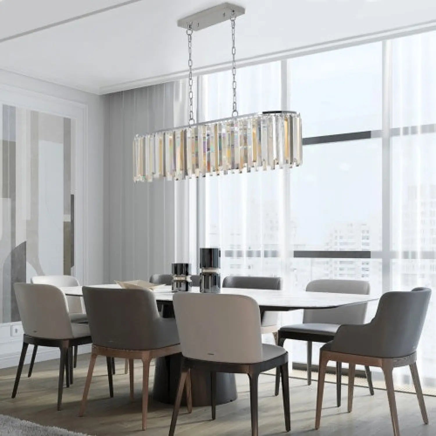 Luxury Oval Size Modern Crystal Chandelier for Home Decor - Transparent - Hanging Light
