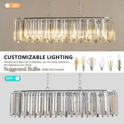 Luxury Oval Size Modern Crystal Chandelier for Home Decor - Transparent - Hanging Light