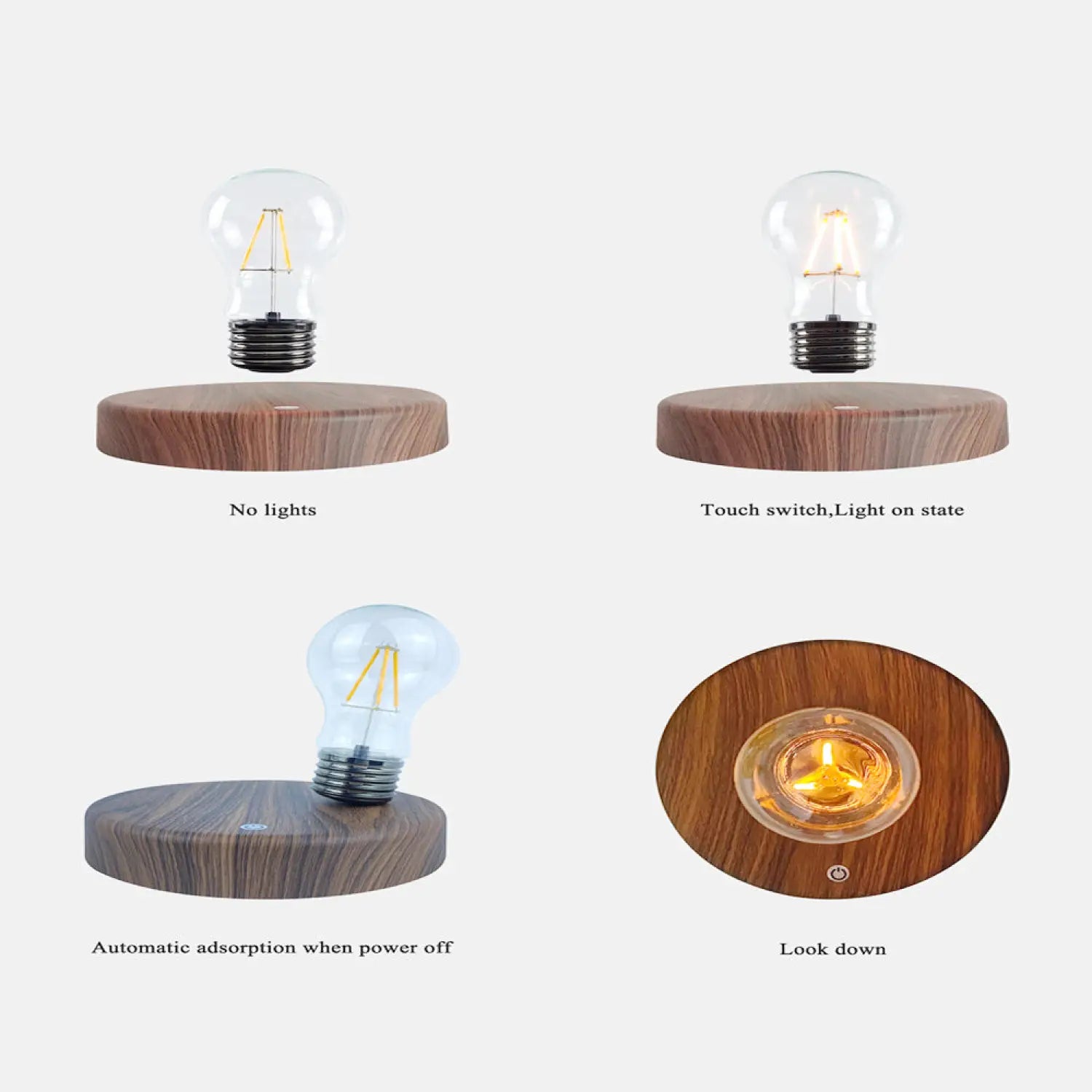 Magnetic Levitation Bulb Night Light Desktop Decoration Table Lamp Creative Ornaments Wood Color / US 12V Hanging Light