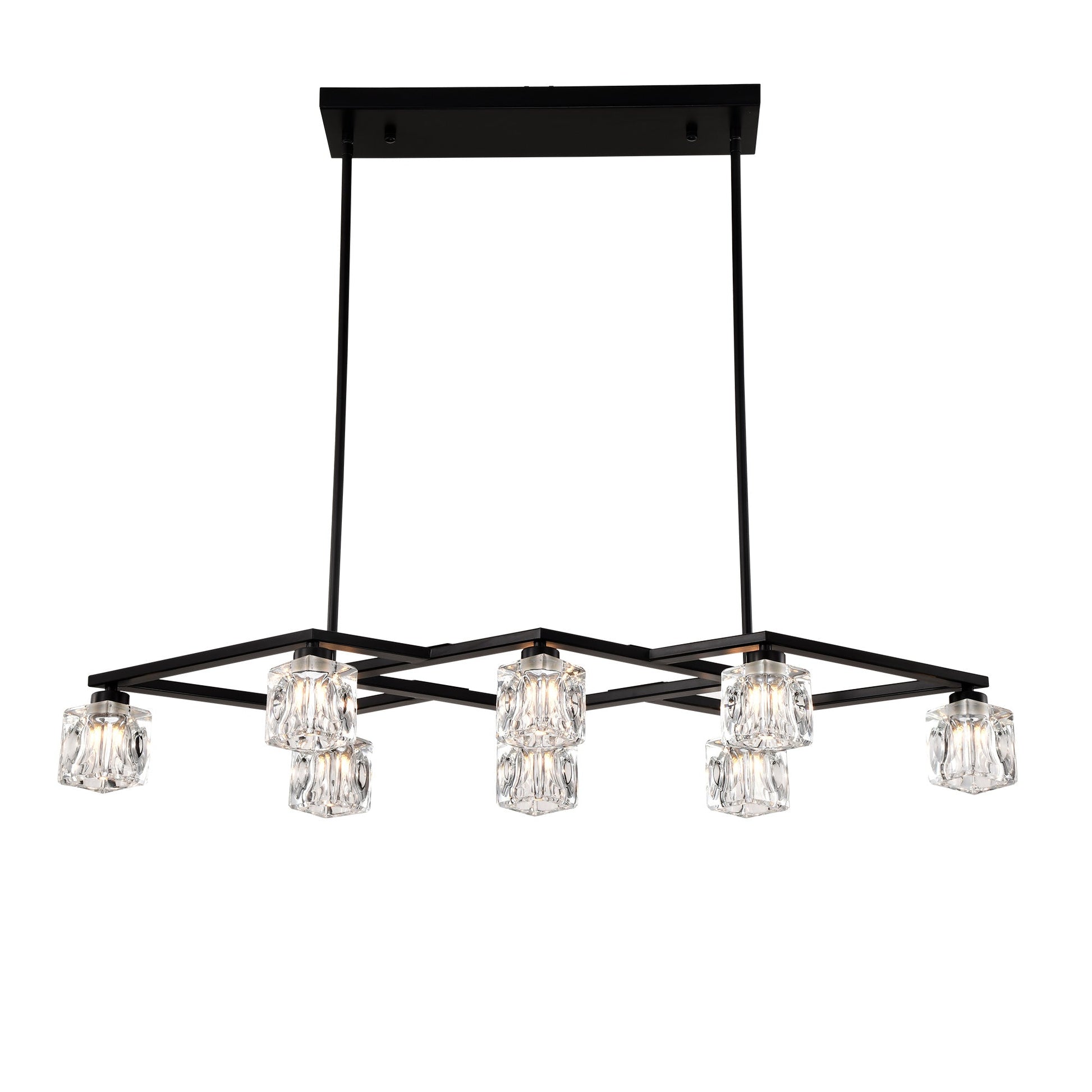 Matte Black Crystal Chandelier For Dining Room 8 Light Kitchen Chandelier Light Fixture Modern Metal Industrial
