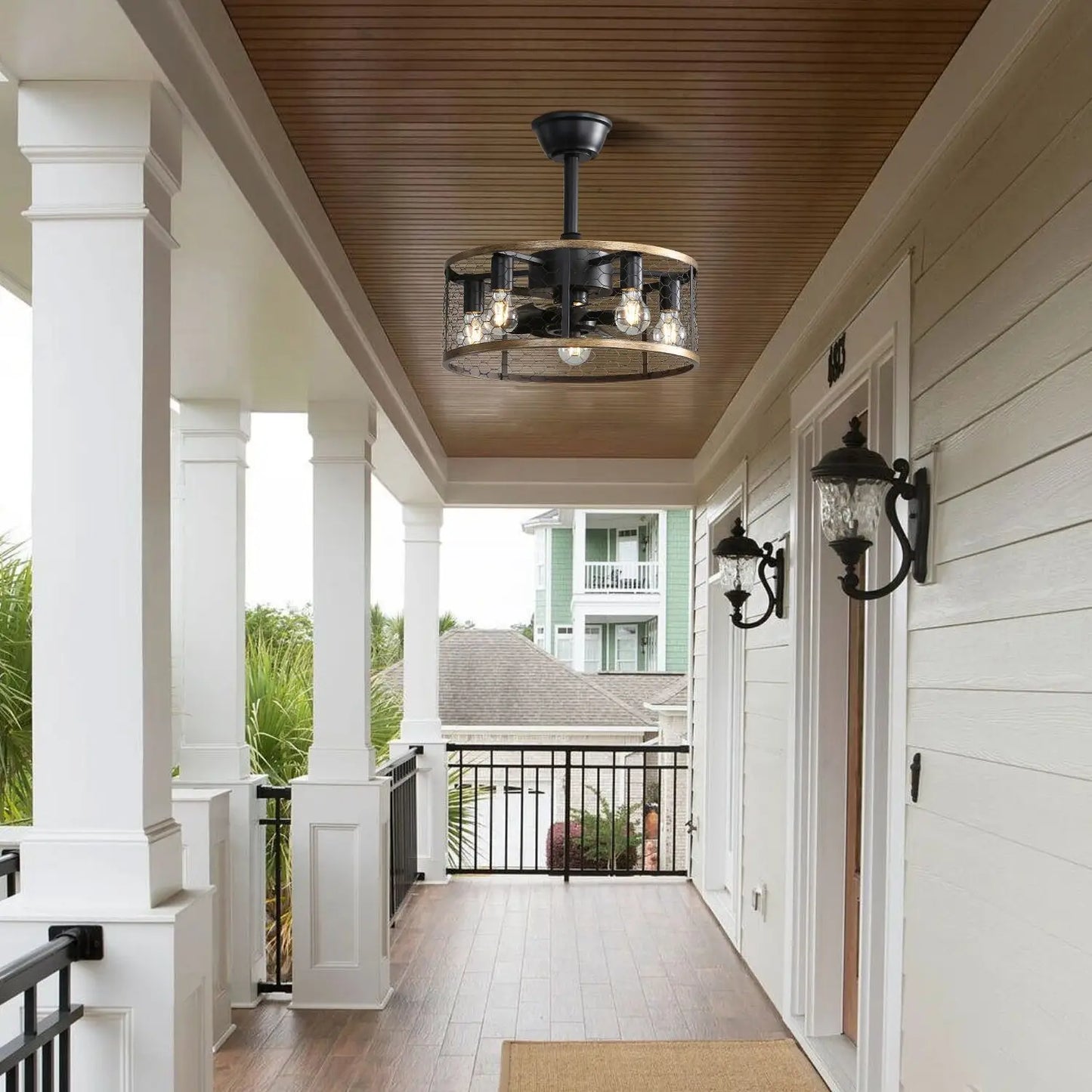 Metal Ceiling Fan - Black - 12V Hanging Light