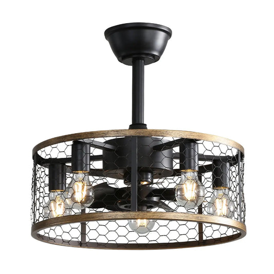 Metal Ceiling Fan - Black - 12V Hanging Light
