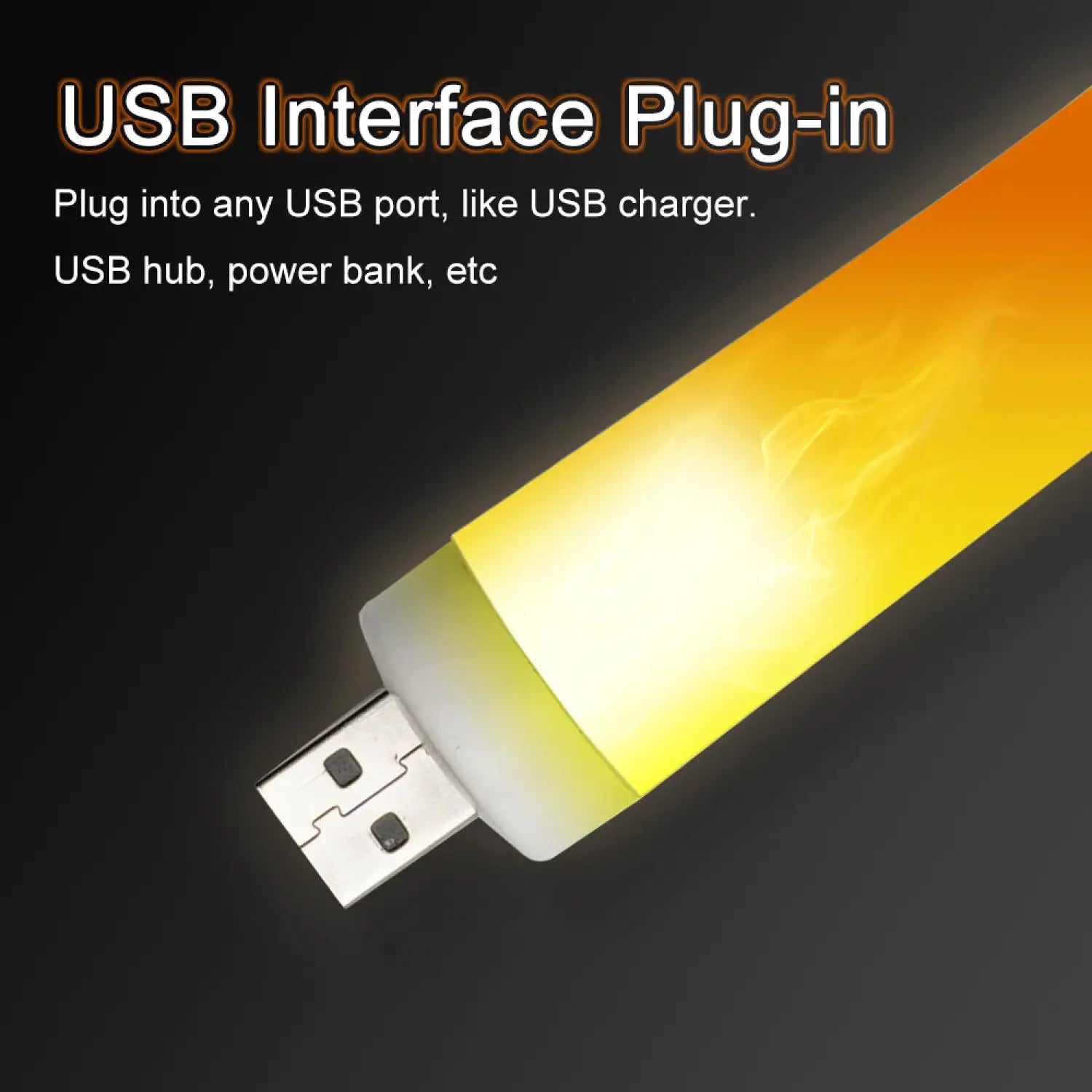 Mini USB Light LED Flame Lamp – Portable Golden Yellow Dynamic Night Light - Portable LED Light Fixture