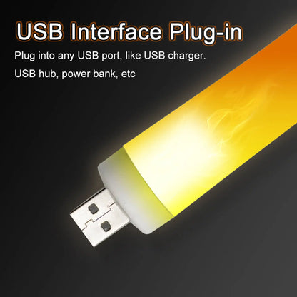 Mini USB Light LED Flame Lamp – Portable Golden Yellow Dynamic Night Light - Portable LED Light Fixture