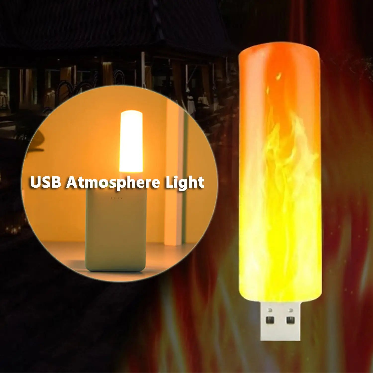 Mini USB Light LED Flame Lamp – Portable Golden Yellow Dynamic Night Light - Portable LED Light Fixture
