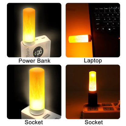 Mini USB Light LED Flame Lamp – Portable Golden Yellow Dynamic Night Light - Portable LED Light Fixture