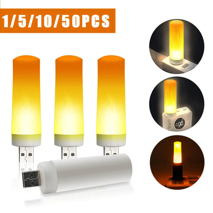 Mini USB Light LED Flame Lamp – Portable Golden Yellow Dynamic Night Light - Portable LED Light Fixture