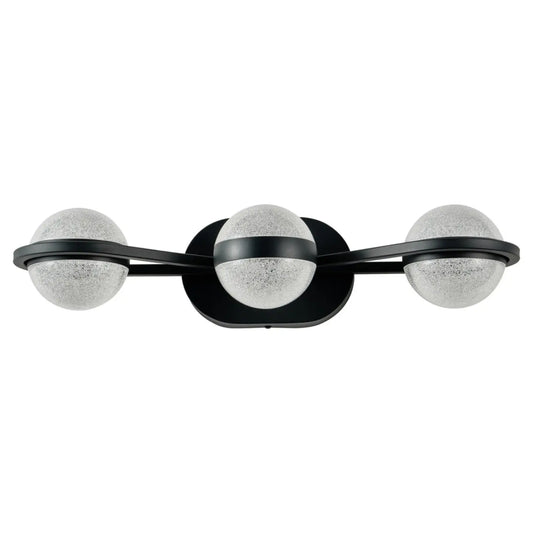 Mirror Black Vanity Light for Bathroom with 3 LED Crystal Bulbs - Indoor Wall Lights