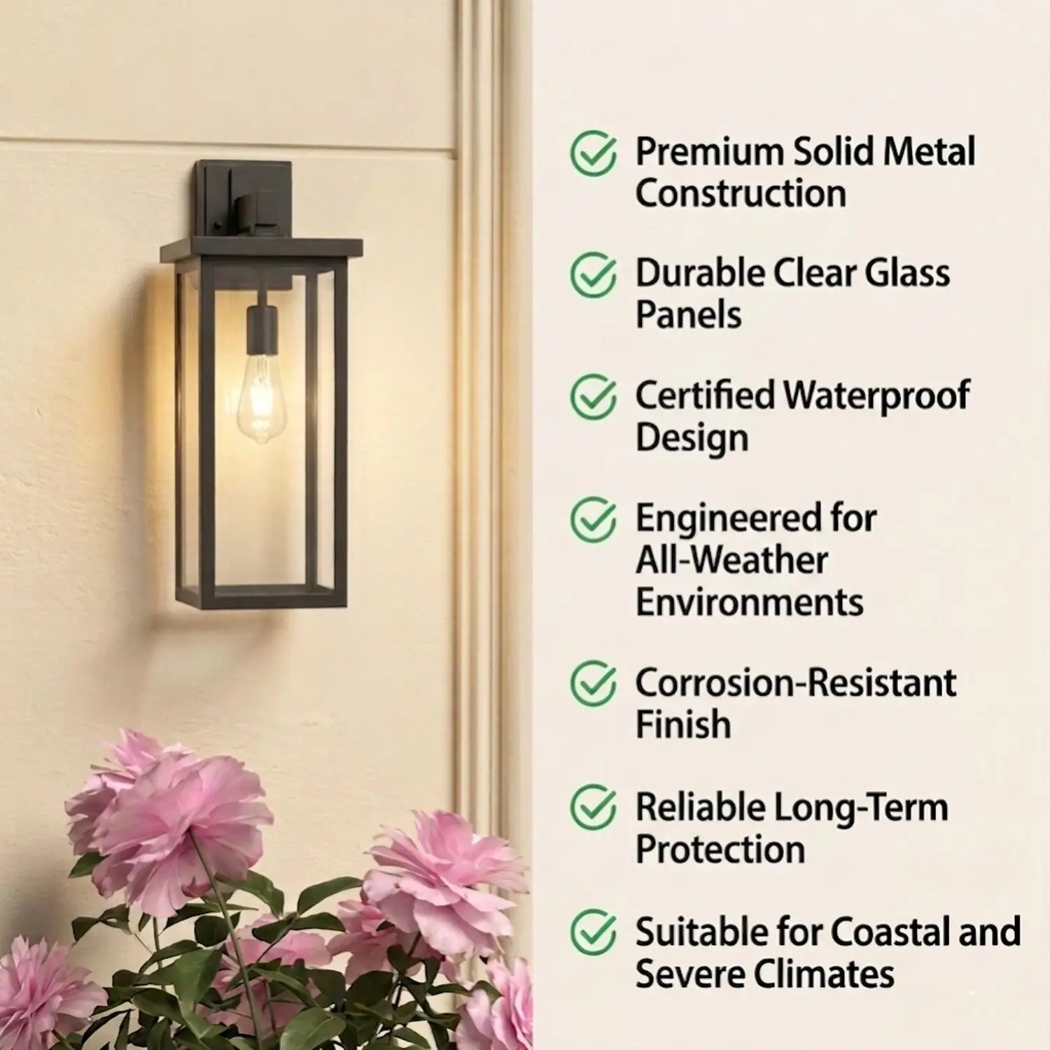 Modern 20-Inch Black Outdoor Wall Lantern Set - Black - Wall Lights