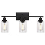 Modern 3-Light Wall Sconce Lighting with Clear Glass Shades and Matte Black Finish - 3 Heads - Wall Lights