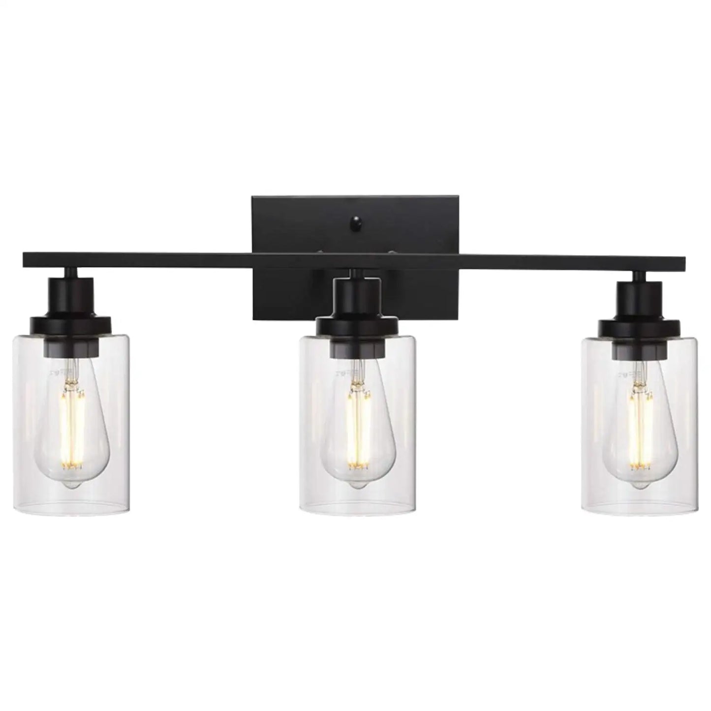 Modern 3-Light Wall Sconce Lighting with Clear Glass Shades and Matte Black Finish - 3 Heads - Wall Lights