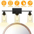 Modern 3-Light Wall Sconce Lighting with Clear Glass Shades and Matte Black Finish - 3 Heads - Wall Lights