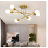 Modern 6 Head LED Chandelier with Black White and Gold Finish - Ceiling Light