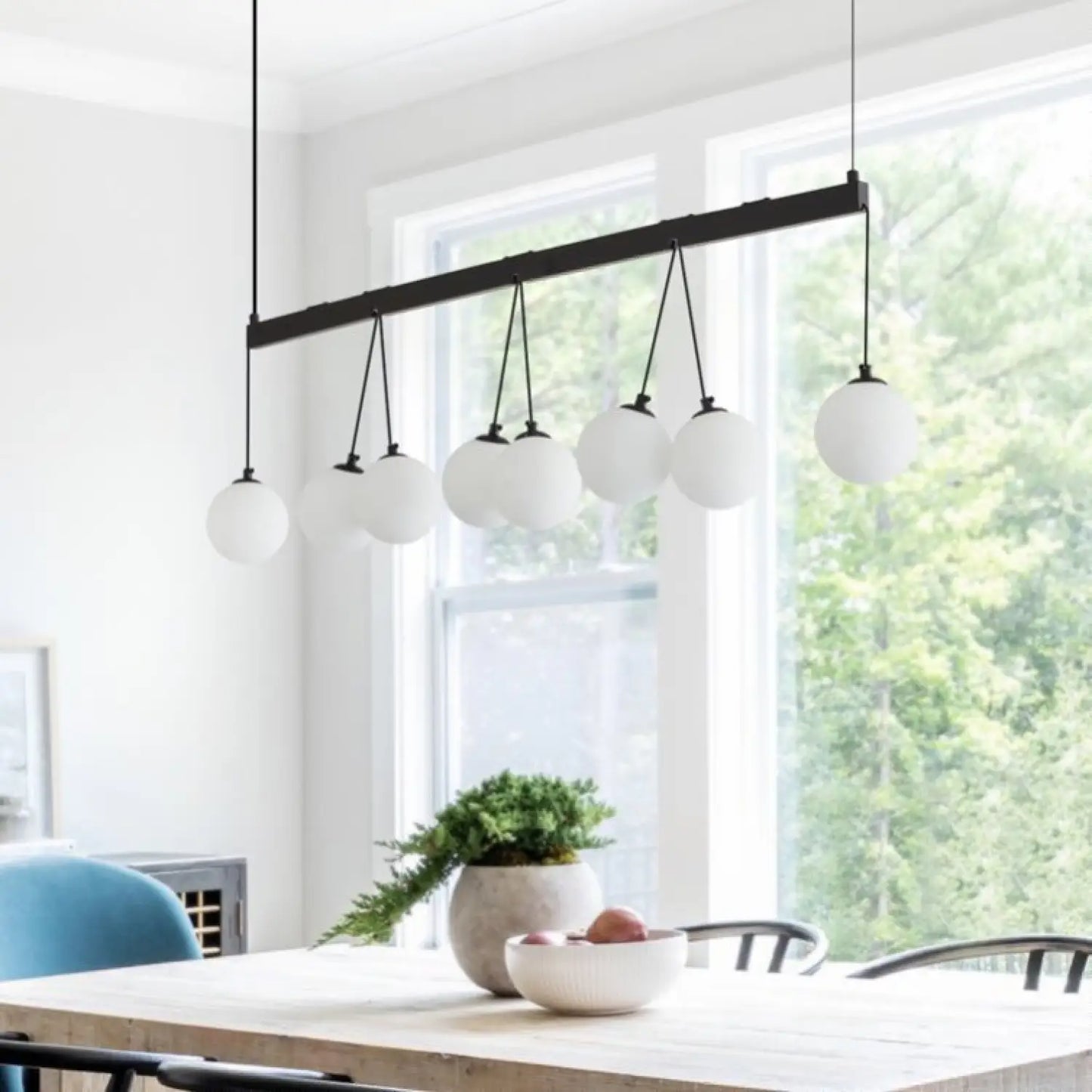 Broghan 8 - Light Sphere Globe Chandelier No Bulb - Black White - 12V Hanging Light