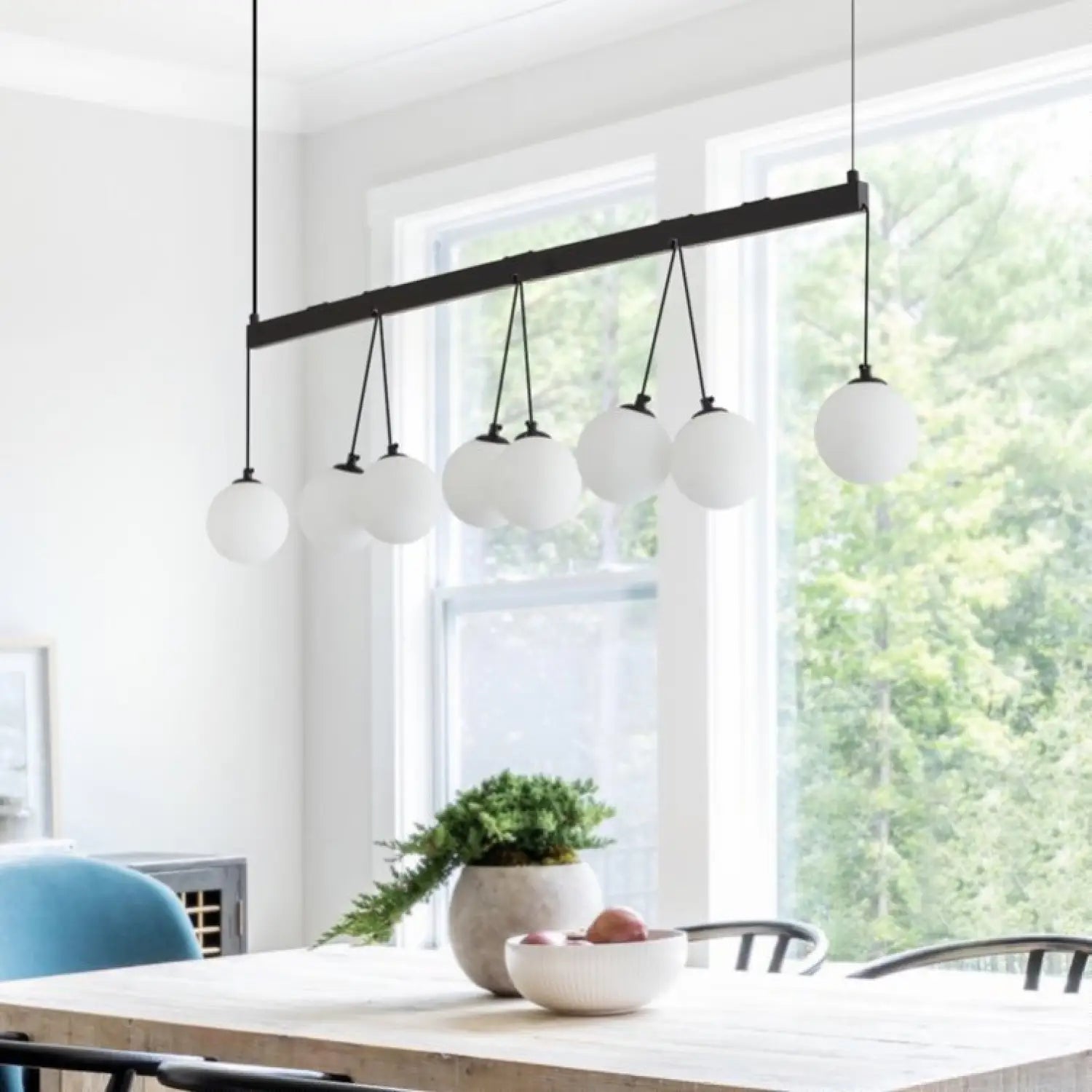 Broghan 8 - Light Sphere Globe Chandelier No Bulb - Black White - 12V Hanging Light