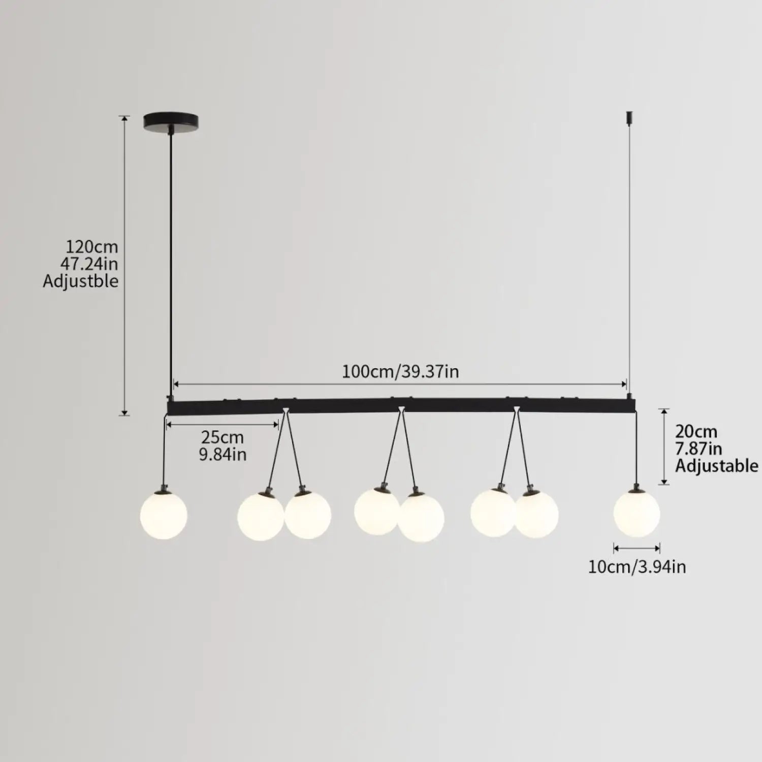 Broghan 8 - Light Sphere Globe Chandelier No Bulb - Black White - 12V Hanging Light