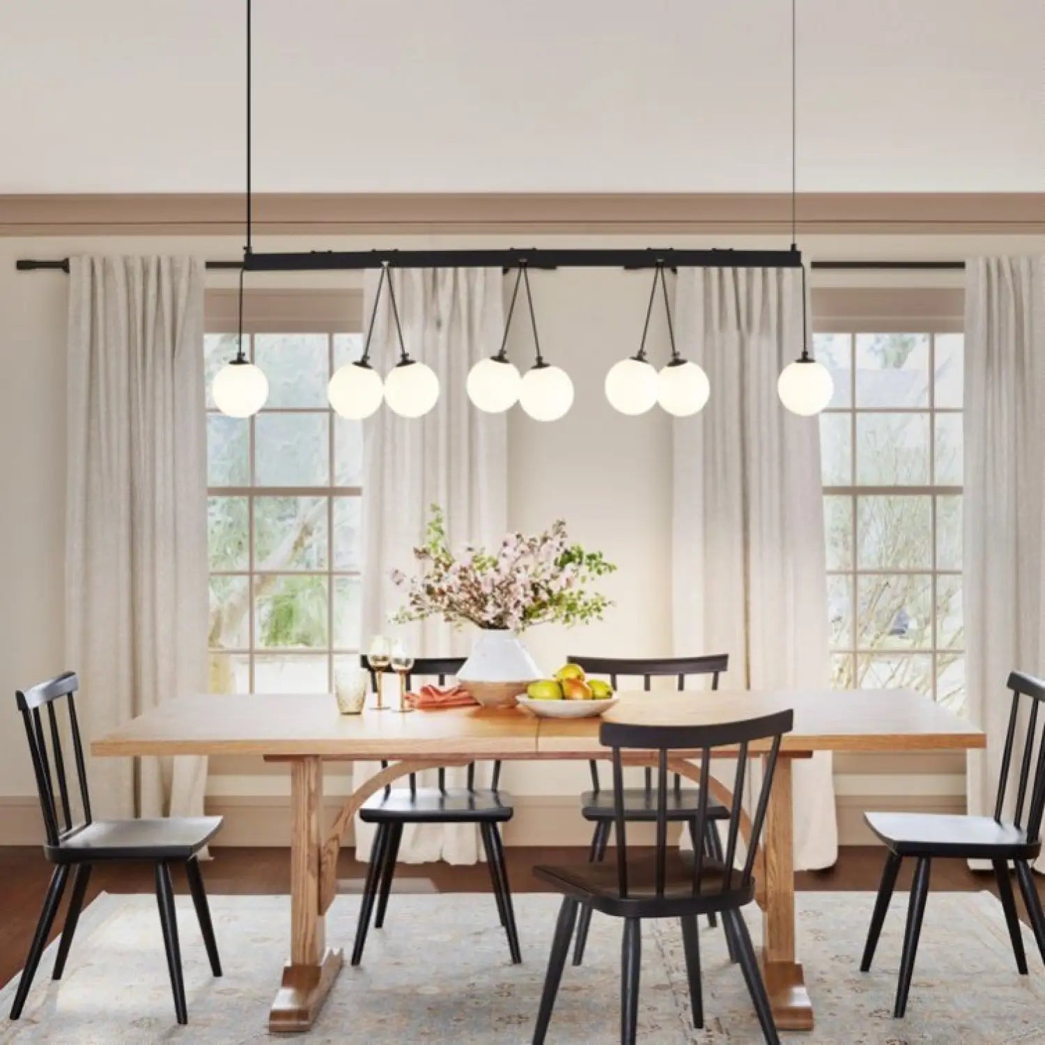 Broghan 8 - Light Sphere Globe Chandelier No Bulb - Black White - 12V Hanging Light