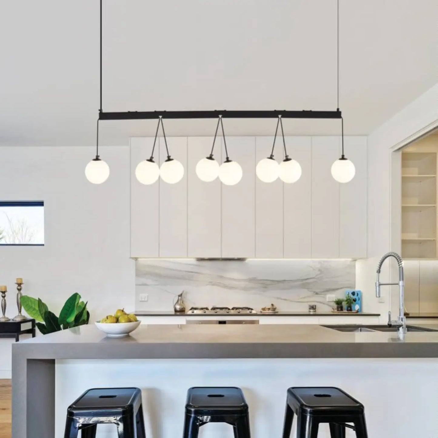 Broghan 8 - Light Sphere Globe Chandelier No Bulb - Black White - 12V Hanging Light