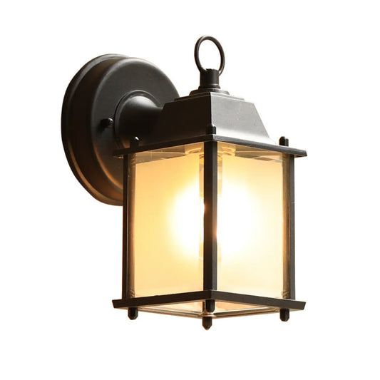 American European Modern And Simple Outdoor Balcony Light Waterproof Wall Lamp Black Short Frosted Glass 12V Hanging