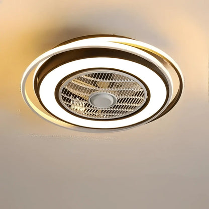 Bedroom Led Ceiling Fan Light Dining Room Home - Black white / Trichromatic light / 55CM - 12V Hanging Light