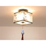 Modern Ceiling Lamp for Living Room with Soft Fabric Shade - Bamboo leaves square tassel / LED warm light - 12V Hanging