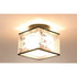 Modern Ceiling Lamp for Living Room with Soft Fabric Shade - Bamboo leaves square / LED warm light - 12V Hanging Light