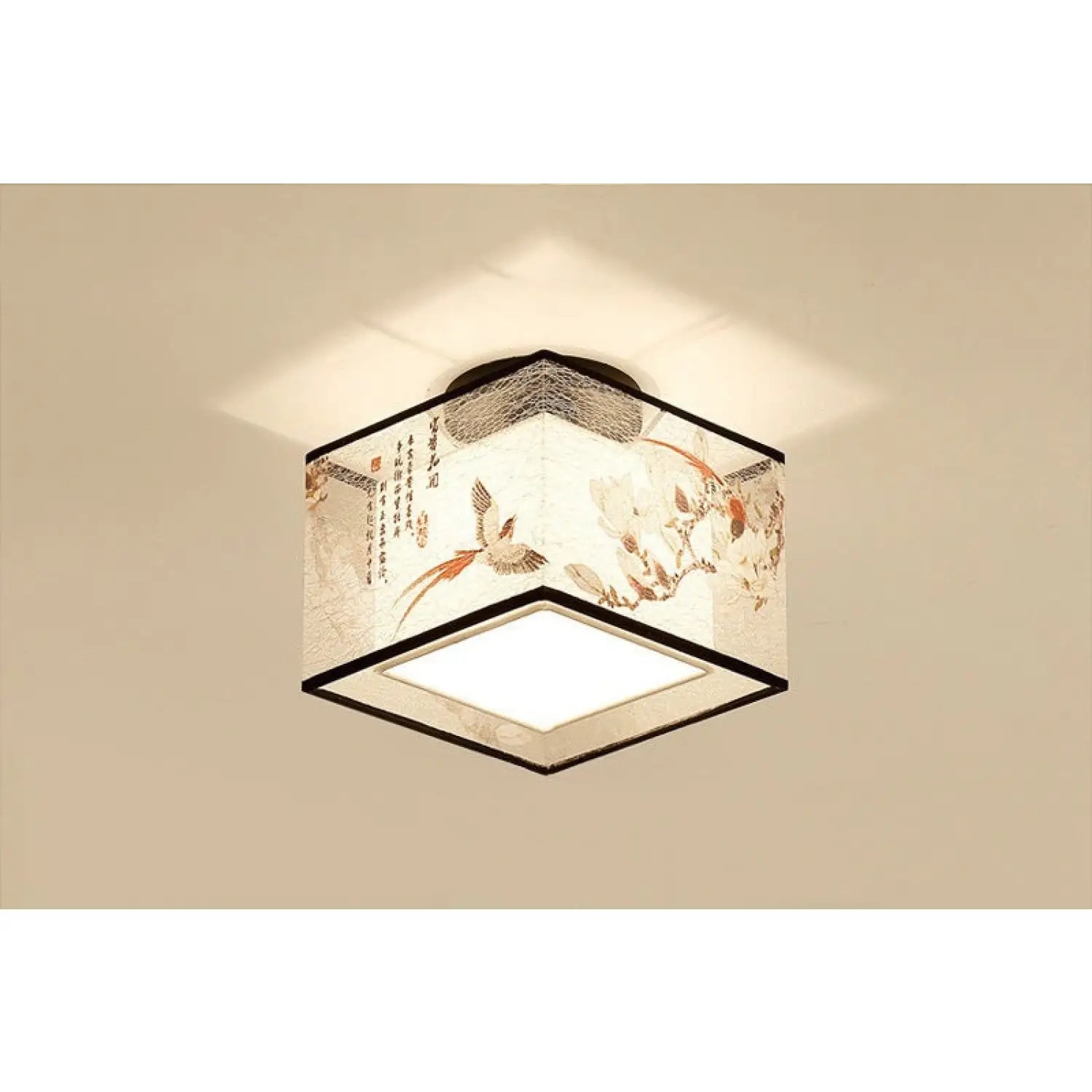 Modern Ceiling Lamp for Living Room with Soft Fabric Shade - Lark Square / LED warm light - 12V Hanging Light