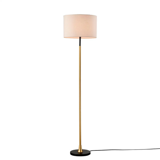 Modern Floor Lamp with Beige Fabric Shade for Living Room & Bedroom Gold Table Lamps