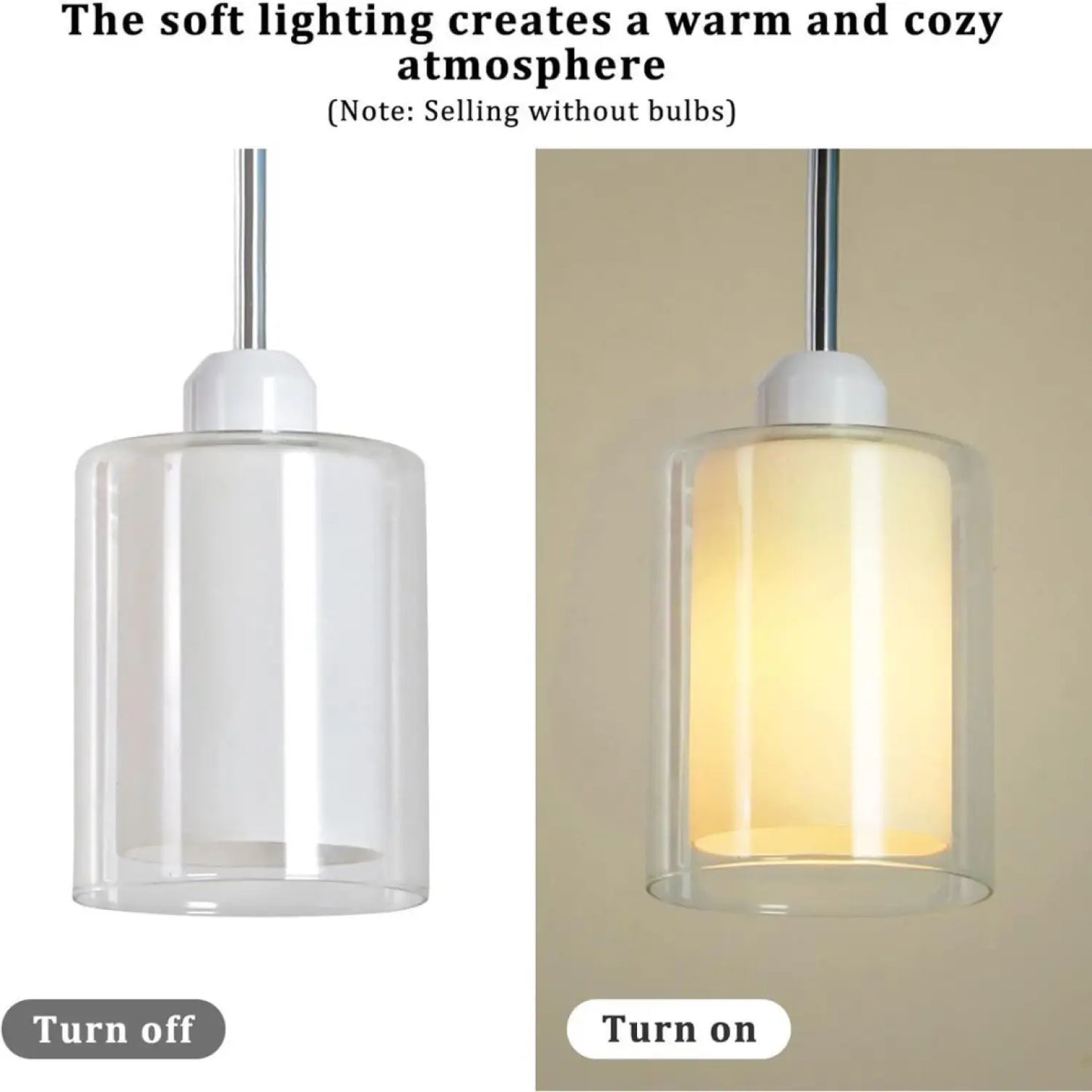 Modern Glass Pendant Light with Chrome Nickel Finish for Kitchen Island - White - Hanging Light
