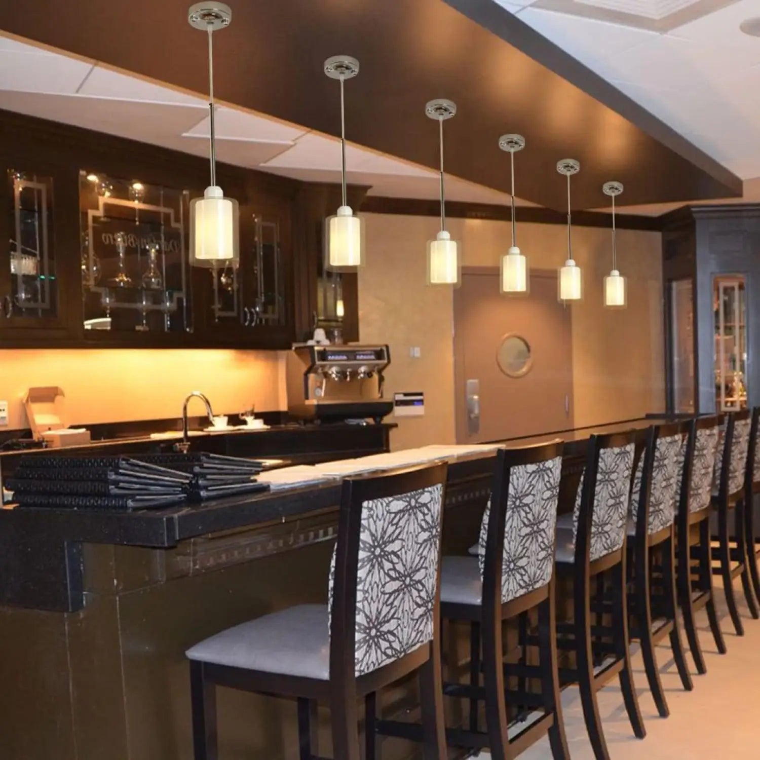 Modern Glass Pendant Light with Chrome Nickel Finish for Kitchen Island - White - Hanging Light