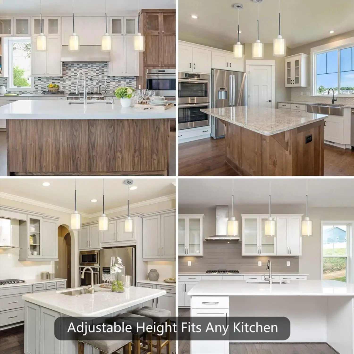 Modern Glass Pendant Light with Chrome Nickel Finish for Kitchen Island - White - Hanging Light