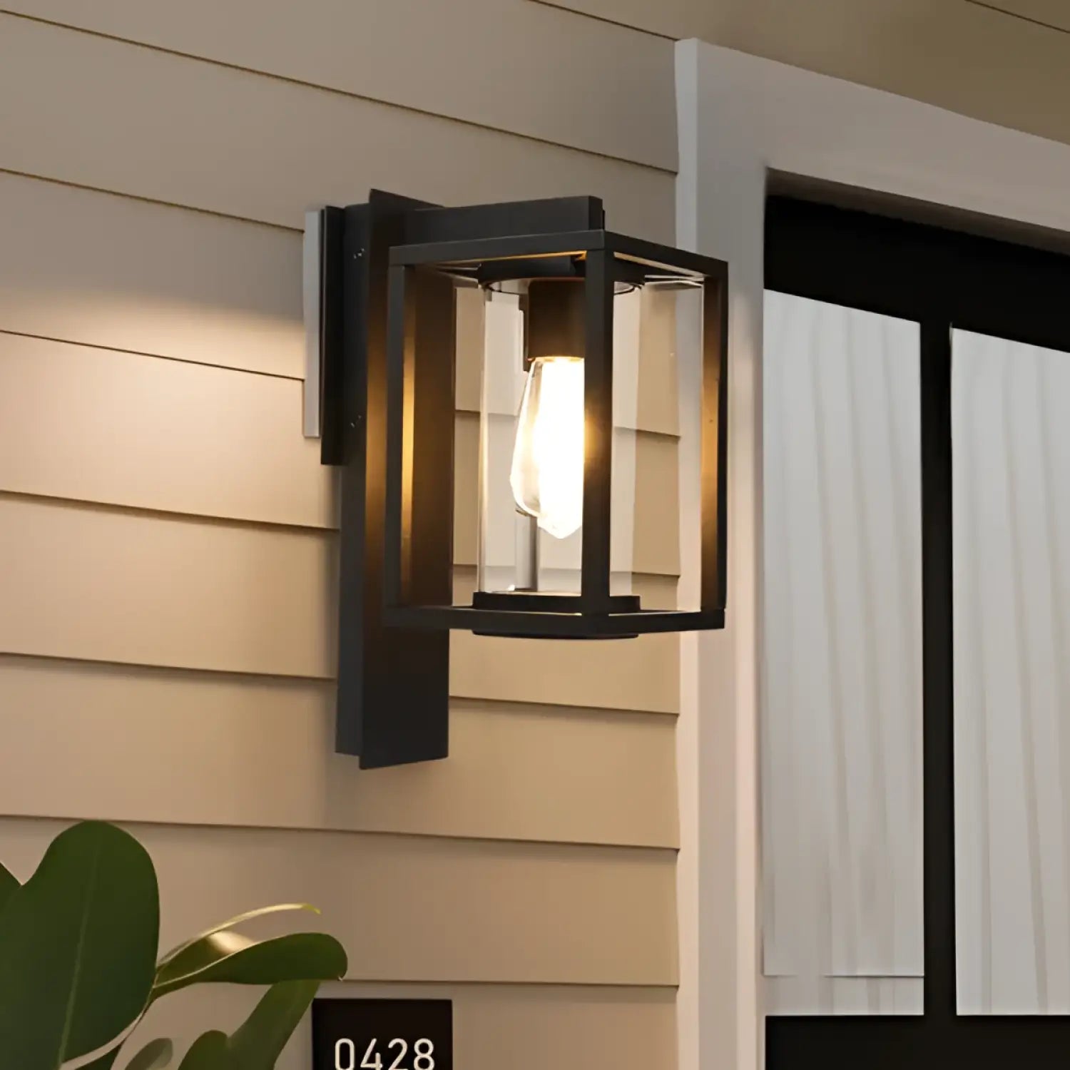 Modern Matte Black Exterior Wall Light with Motion Sensor - Black - Outdoor Wall Lights