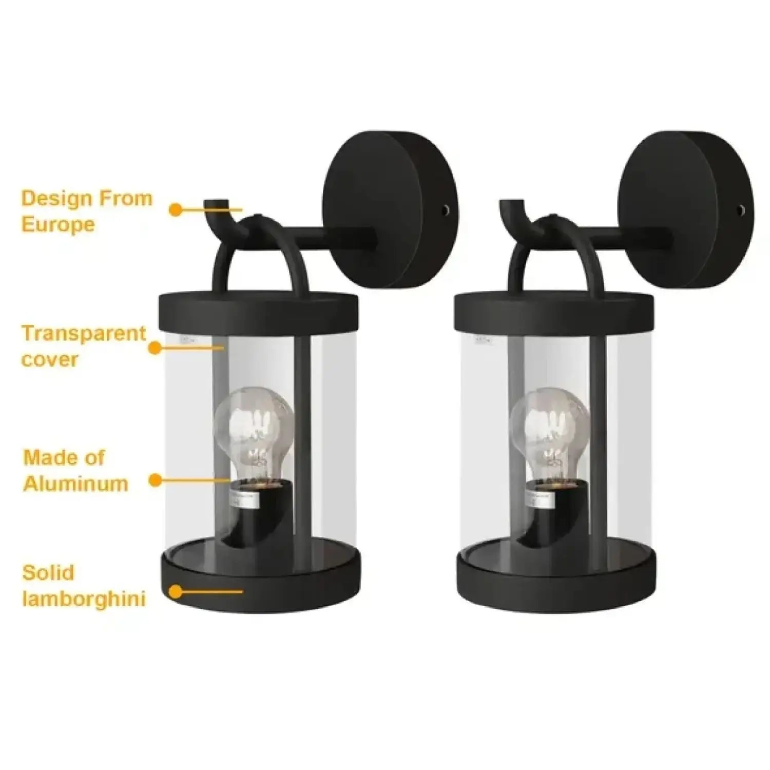Modern Outdoor Lantern Wall Mount with E26 Bulb Base - Outdoor Wall Lights