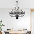 Modern Pendant Light Living Room Chandelier with Adjustable Height Matte Black Hanging Light