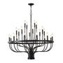 Modern Pendant Light Living Room Chandelier with Adjustable Height Matte Black Hanging Light
