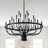 Modern Pendant Light Living Room Chandelier with Adjustable Height Matte Black Hanging Light