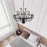 Modern Pendant Light Living Room Chandelier with Adjustable Height Matte Black Hanging Light