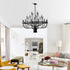 Modern Pendant Light Living Room Chandelier with Adjustable Height Matte Black Hanging Light