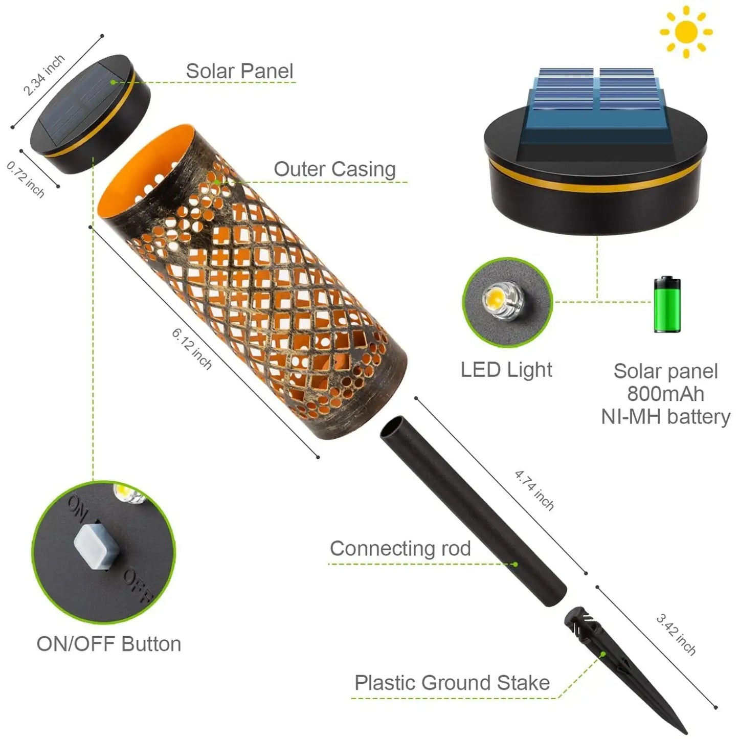 Modern Solar Powered LED Exterior Lights with Waterproof Design - Single Warm Light - Solar Lights