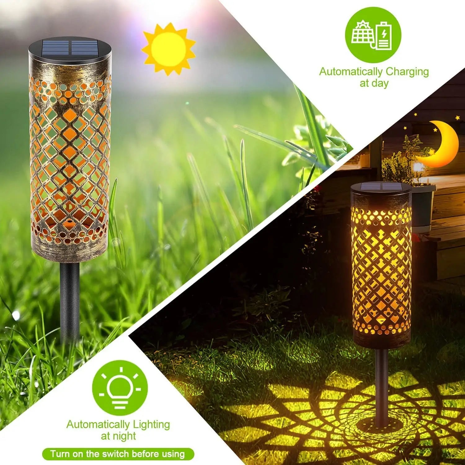 Modern Solar Powered LED Exterior Lights with Waterproof Design - Single Warm Light - Solar Lights