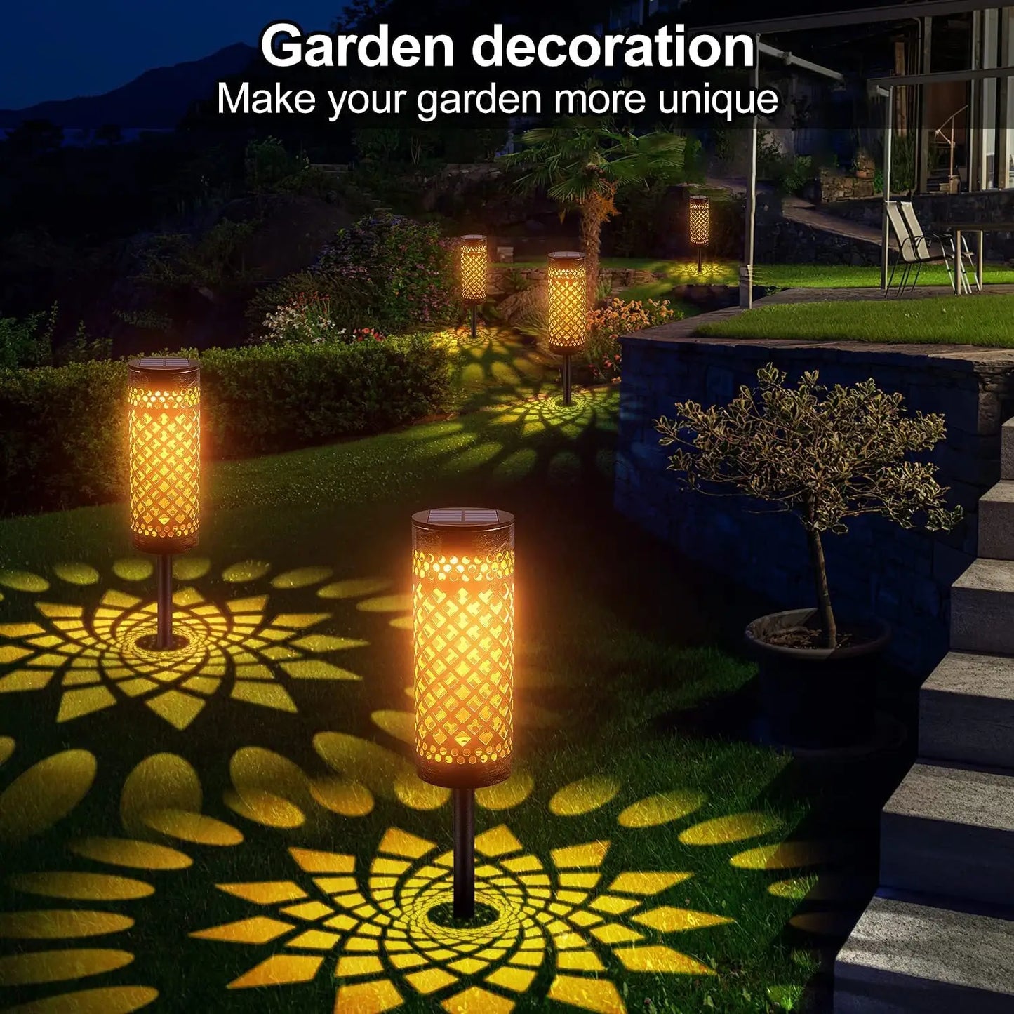 Modern Solar Powered LED Exterior Lights with Waterproof Design - Single Warm Light - Solar Lights