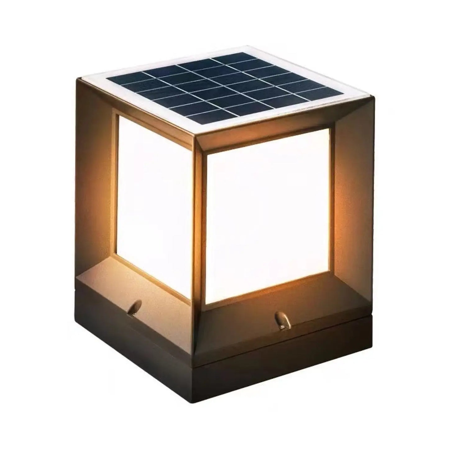 Modern Square Solar Powered Yard Lamp for Gates and Pillars - 12.5x12.5x15.1cm power on - Solar Light