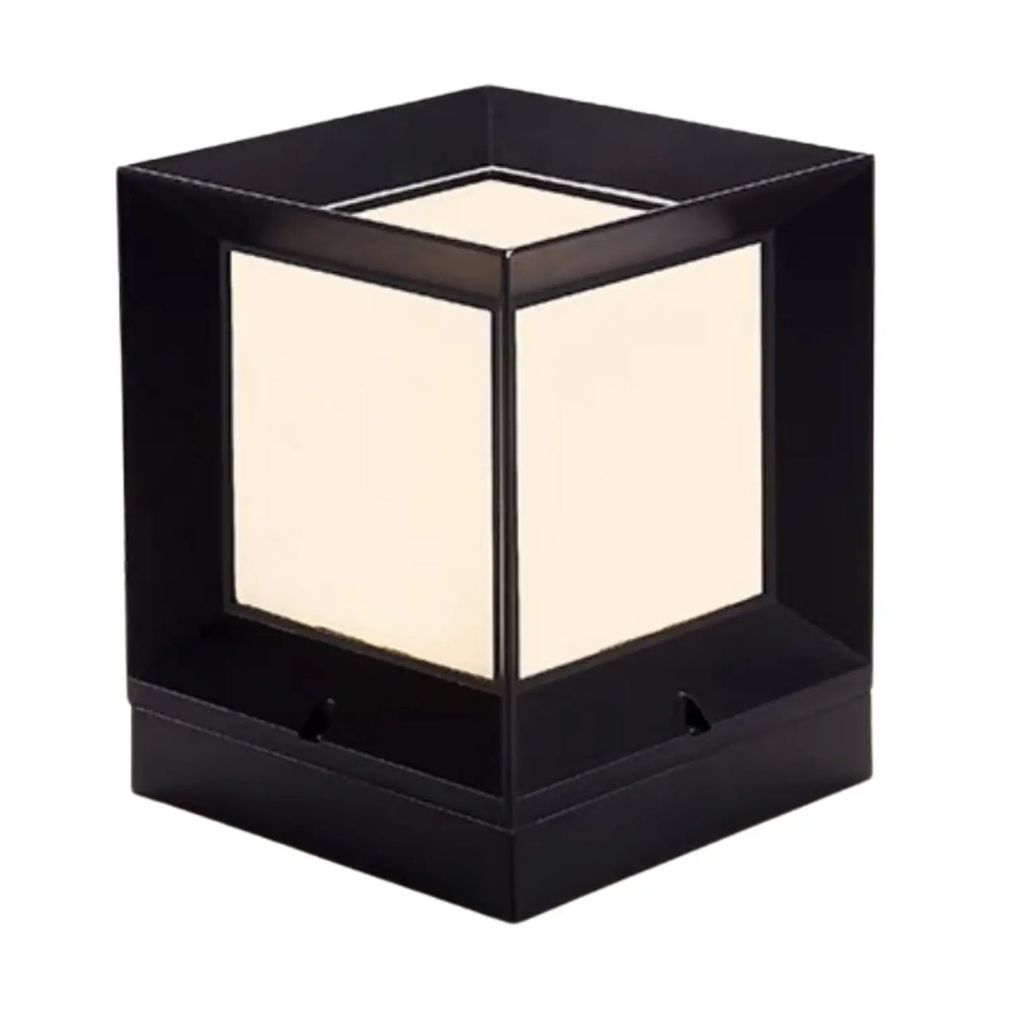 Modern Square Solar Powered Yard Lamp for Gates and Pillars - Black Large - Solar Light