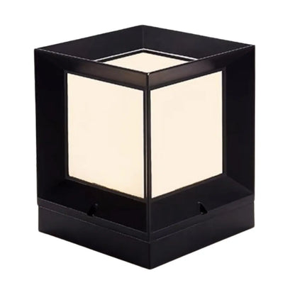 Modern Square Solar Powered Yard Lamp for Gates and Pillars - Black Large - Solar Light