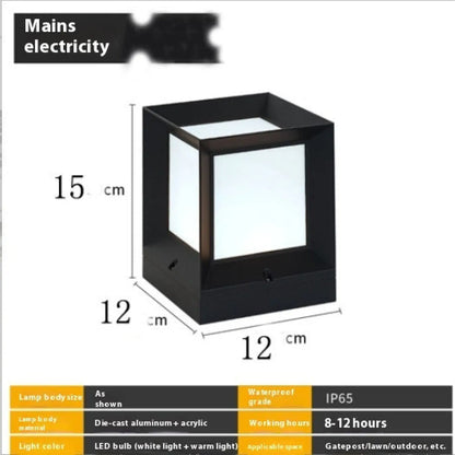 Modern Square Solar Powered Yard Lamp for Gates and Pillars - Solar Light
