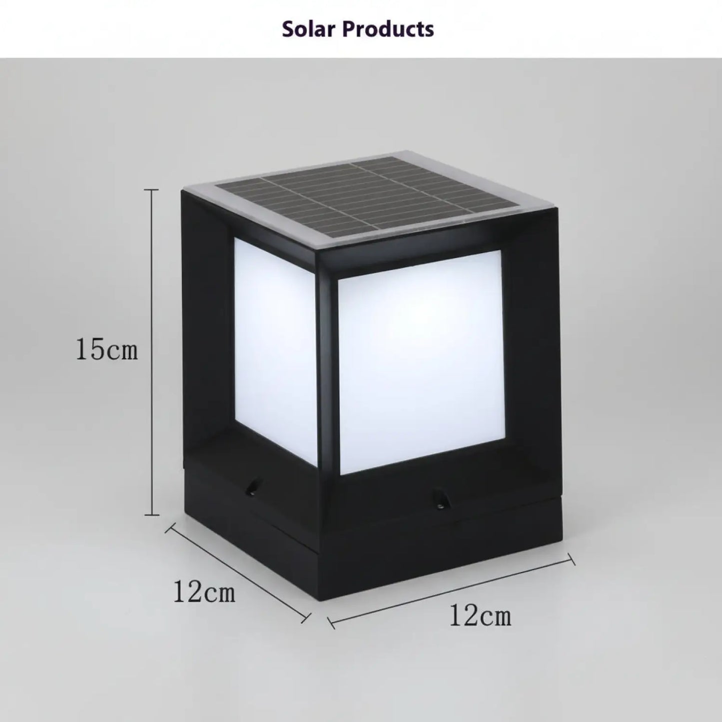 Modern Square Solar Powered Yard Lamp for Gates and Pillars - Solar Light