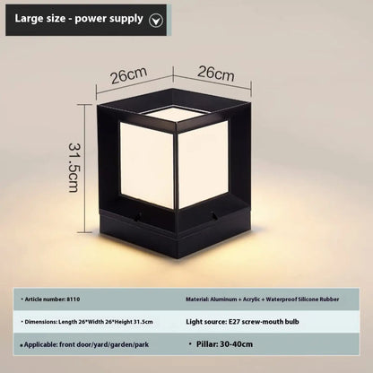 Modern Square Solar Powered Yard Lamp for Gates and Pillars - Solar Light