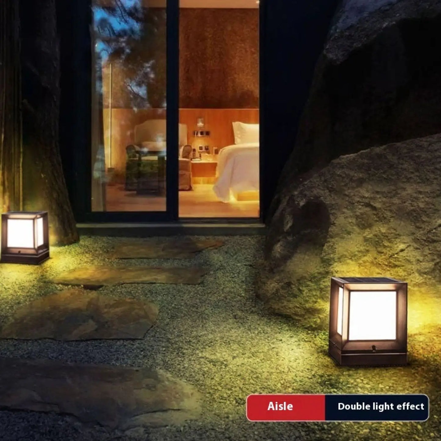 Modern Square Solar Powered Yard Lamp for Gates and Pillars - Solar Light