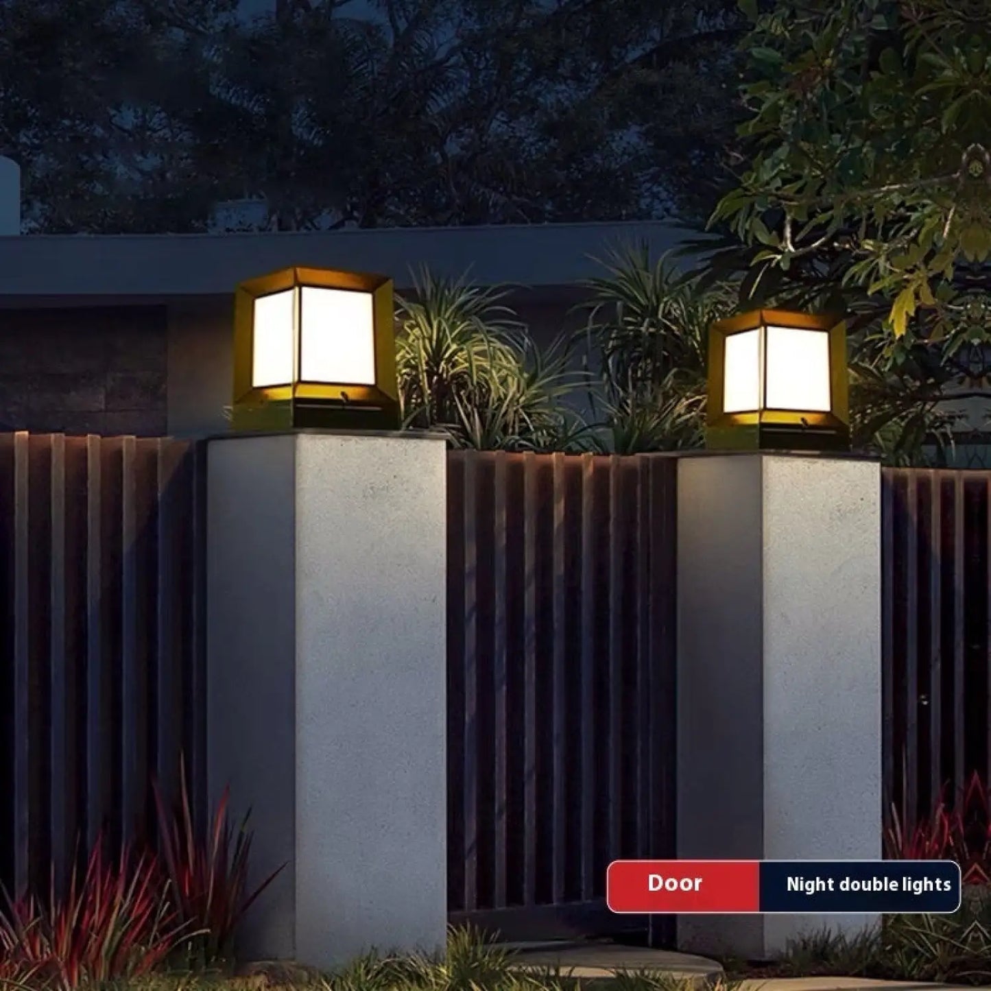 Modern Square Solar Powered Yard Lamp for Gates and Pillars - Solar Light