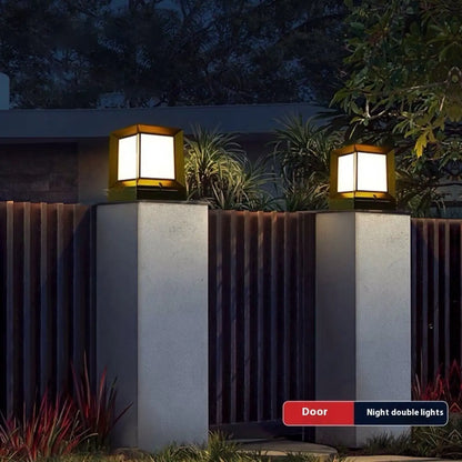 Modern Square Solar Powered Yard Lamp for Gates and Pillars - Solar Light